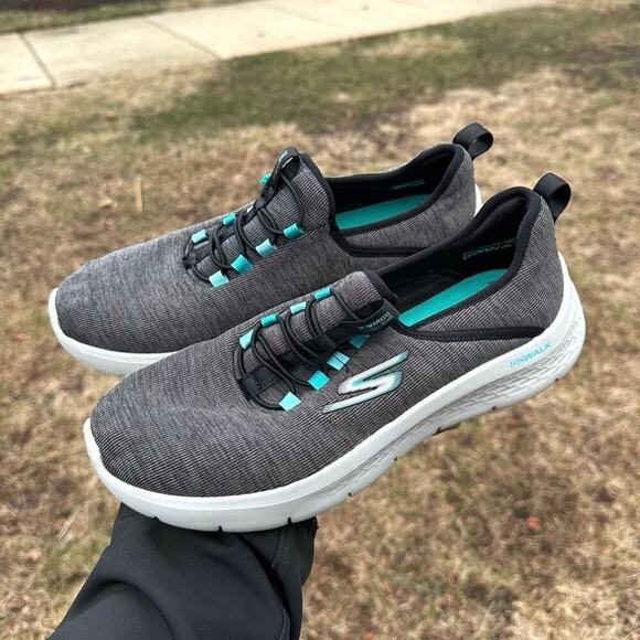 Skechers Women's Go Walk Flex Lucy Memory Foam Slip On Athletic Shoes Sz 8 Grey - Picture 11 of 11